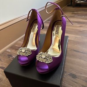 Badgley Mischka peep toe formal heels with jewels